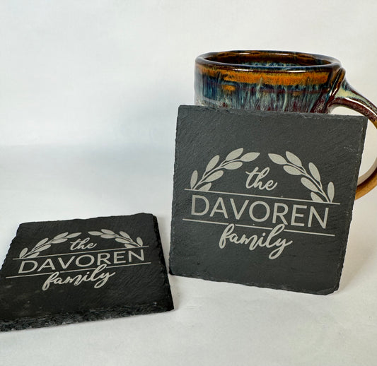 Personalized Slate Coaster – Add Your Family Name