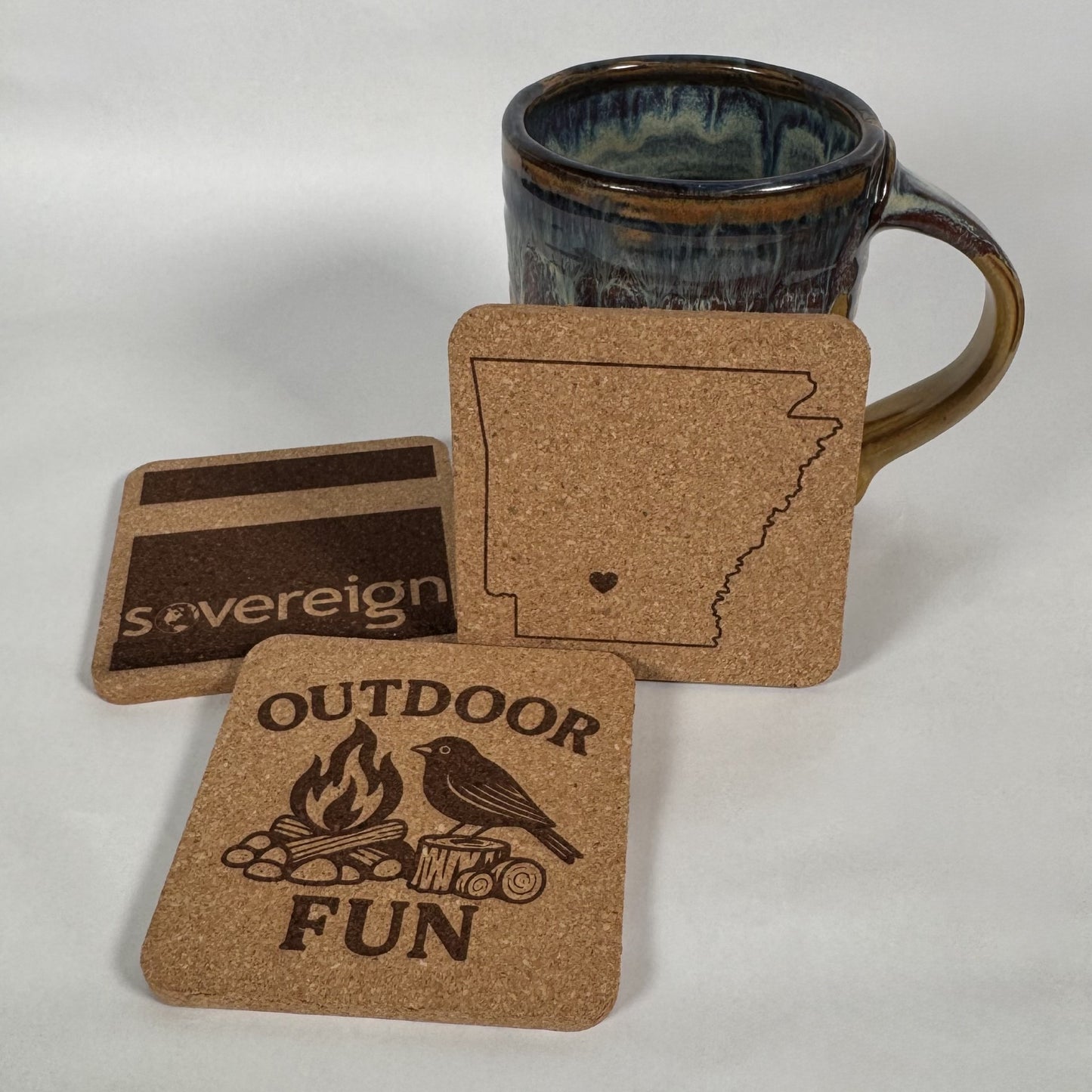 Square Personalized Cork Coasters - Add Your Family Name or Logo