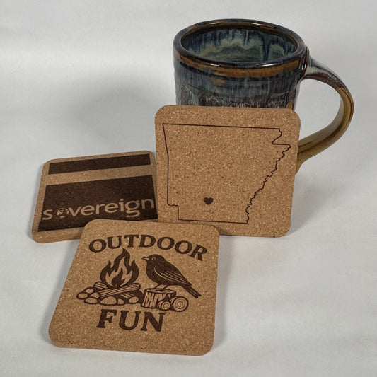 Square Personalized Cork Coasters - Add Your Family Name or Logo